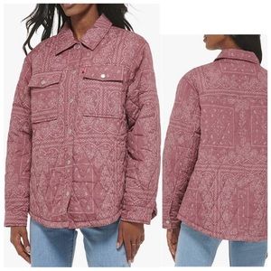 New Levi's Cargo Peach Diamond Quilted Shirt Jacket Oversized